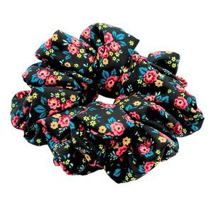 Bohemian Scrunchie, Large Tiny Flower Boho Print Scrunchie